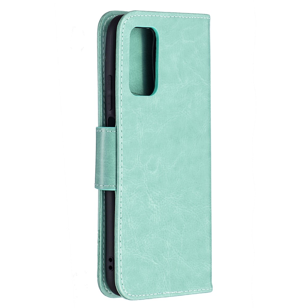 Para Xiaomi Poco M3 Impressão Butterflies Stand Stand Flip Leather Phone Shell - Verde