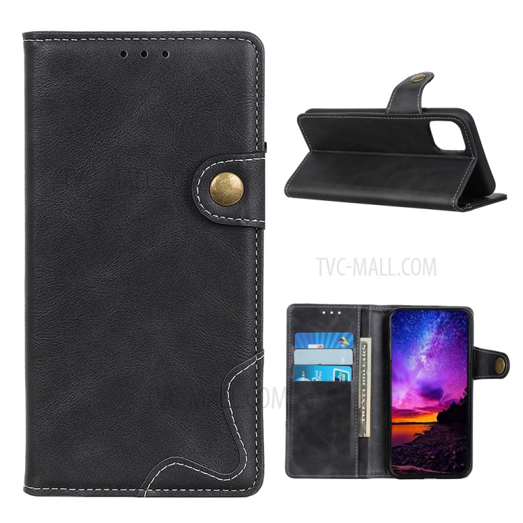 S Shape Textured PU Leather Phone Cover with Wallet for Xiaomi Mi 11 - Black-1