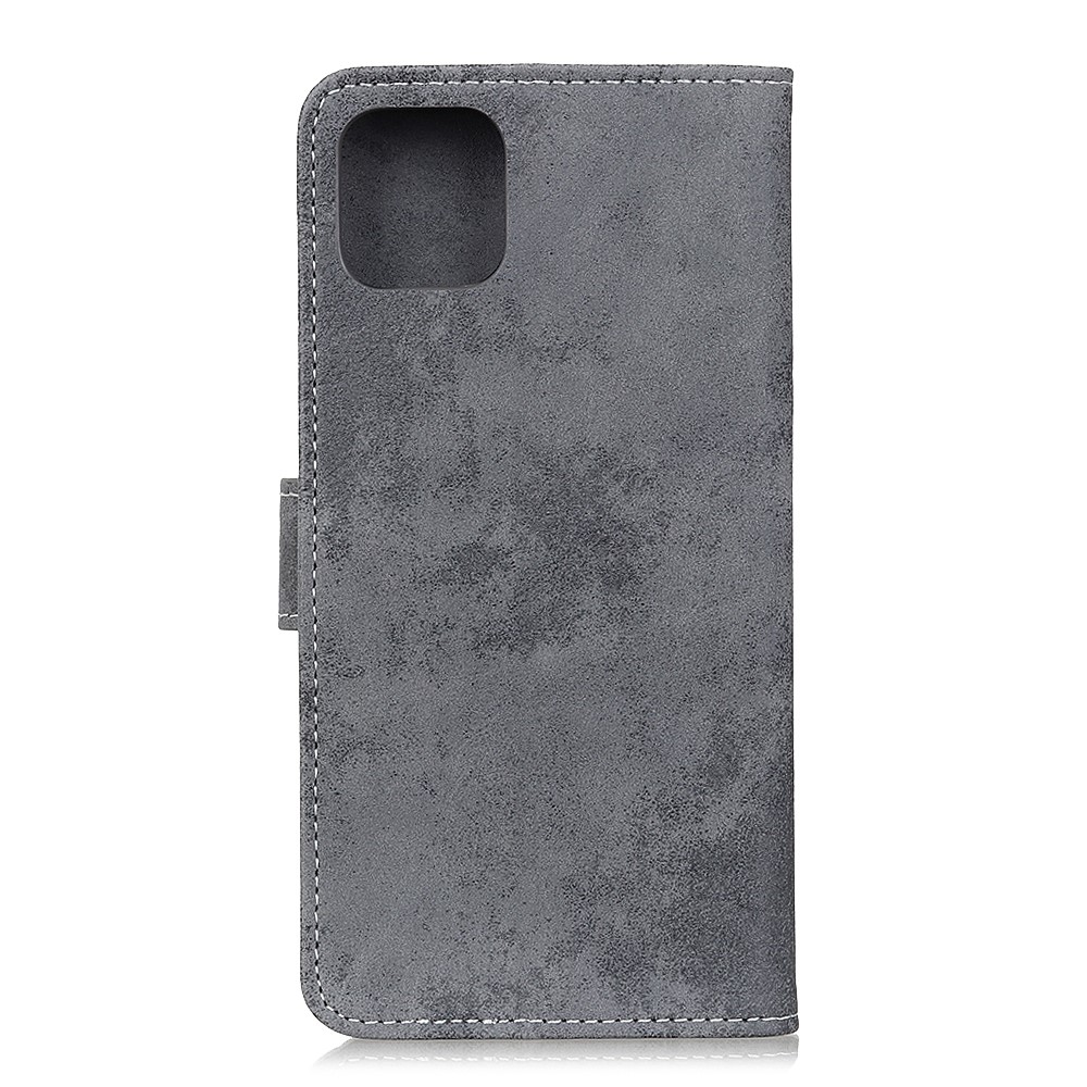 PU Leather + TPU Stand Wallet Case for Xiaomi Mi 11 Retro Style Shell - Grey-3