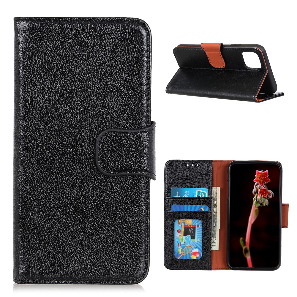 Wallet Stand Design Nappa Texture Split Leather Cellphone Cover Case for Xiaomi Mi 11 - Black-1