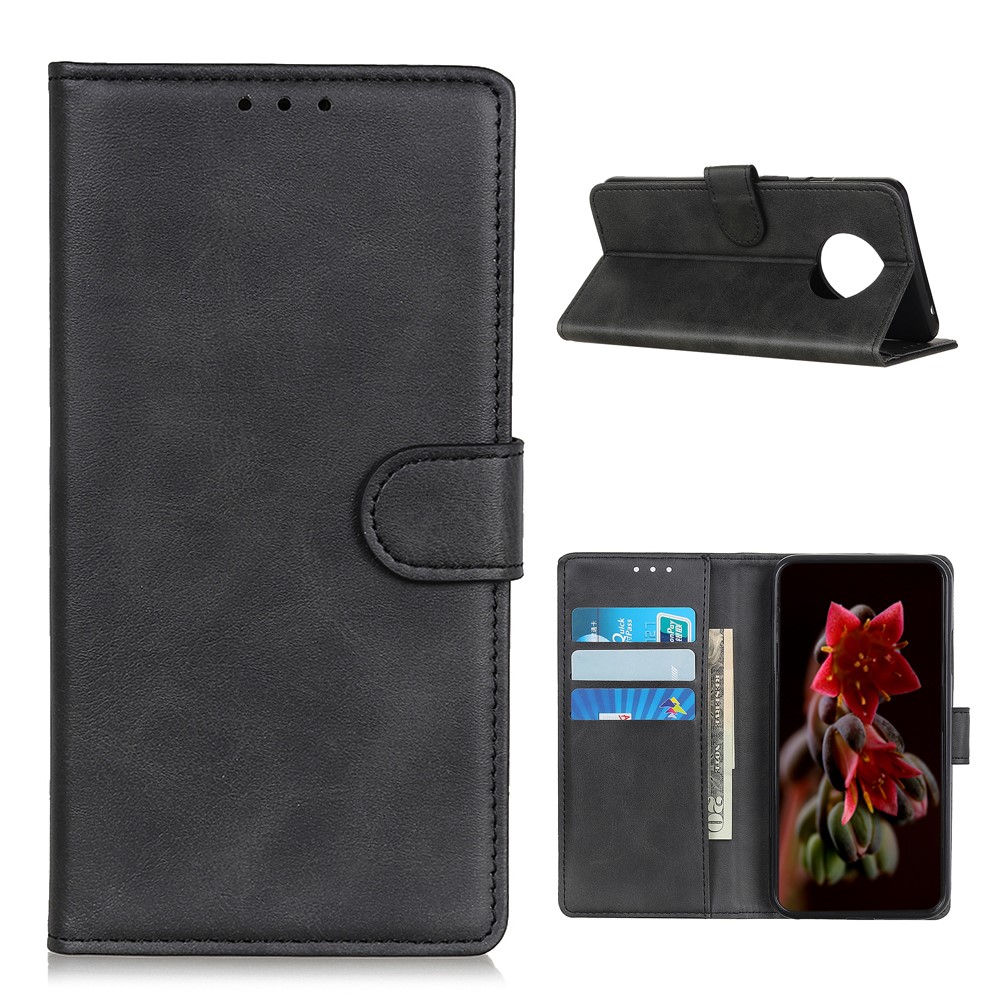 Stand Wallet Design PU Leather Mobile Phone Cover for Xiaomi Redmi Note 9 5G/Redmi Note 9T 5G - Black-1