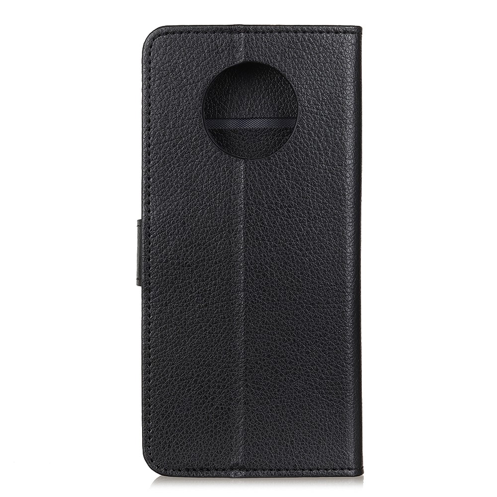 Capa Clássica Da Carteira De Couro Da Textura Da Textura Do Litchi Para O Xiaomi Redmi NOTA 9 5G / Nota 9T 5G. - Preto