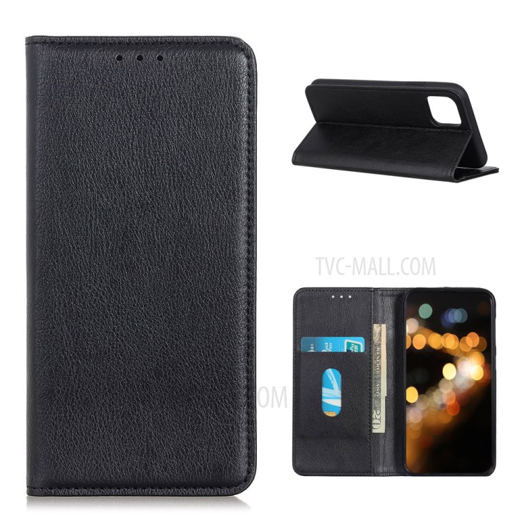 For Xiaomi Mi 11 Auto-absorbed Litchi Texture Split Leather Wallet Stand Design Cover Case - Black-1