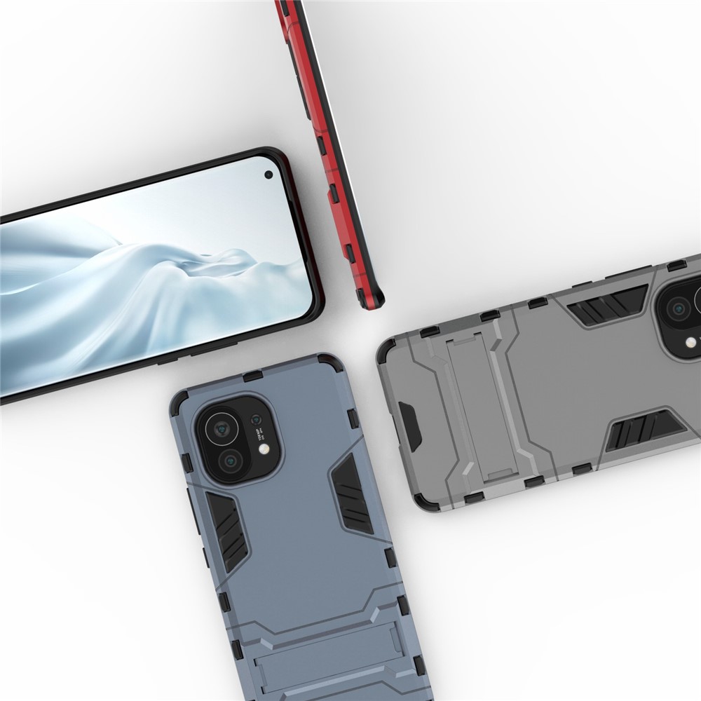2-in-1 Plastic + TPU Combination Kickstand Hybrid Case Shell for Xiaomi Mi 11 - Black-10