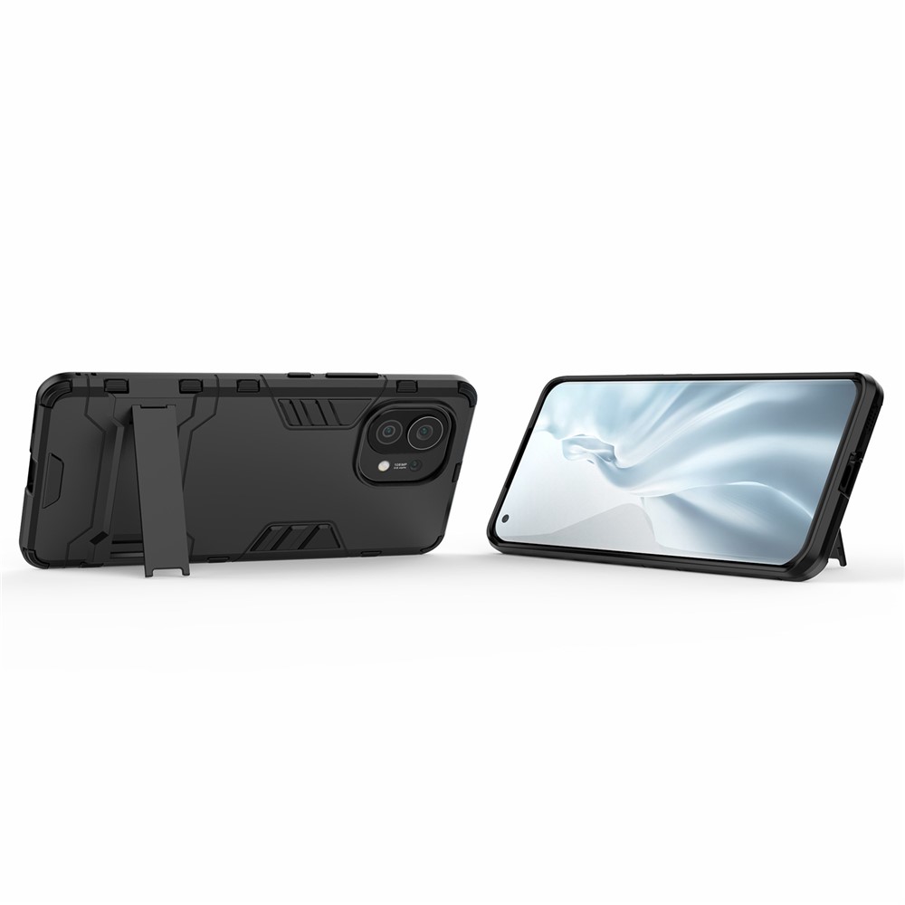 2-in-1 Plastic + TPU Combination Kickstand Hybrid Case Shell for Xiaomi Mi 11 - Black-3