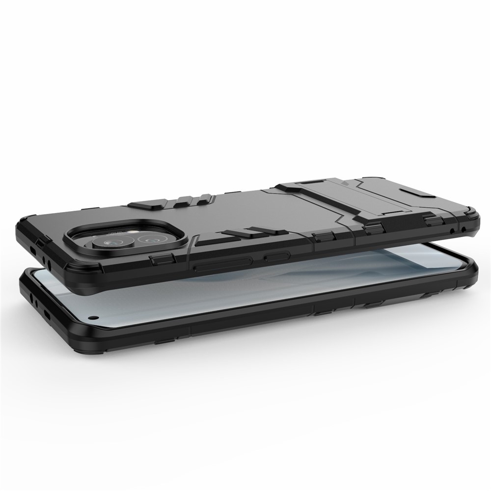 2-in-1 Plastic + TPU Combination Kickstand Hybrid Case Shell for Xiaomi Mi 11 - Black-5