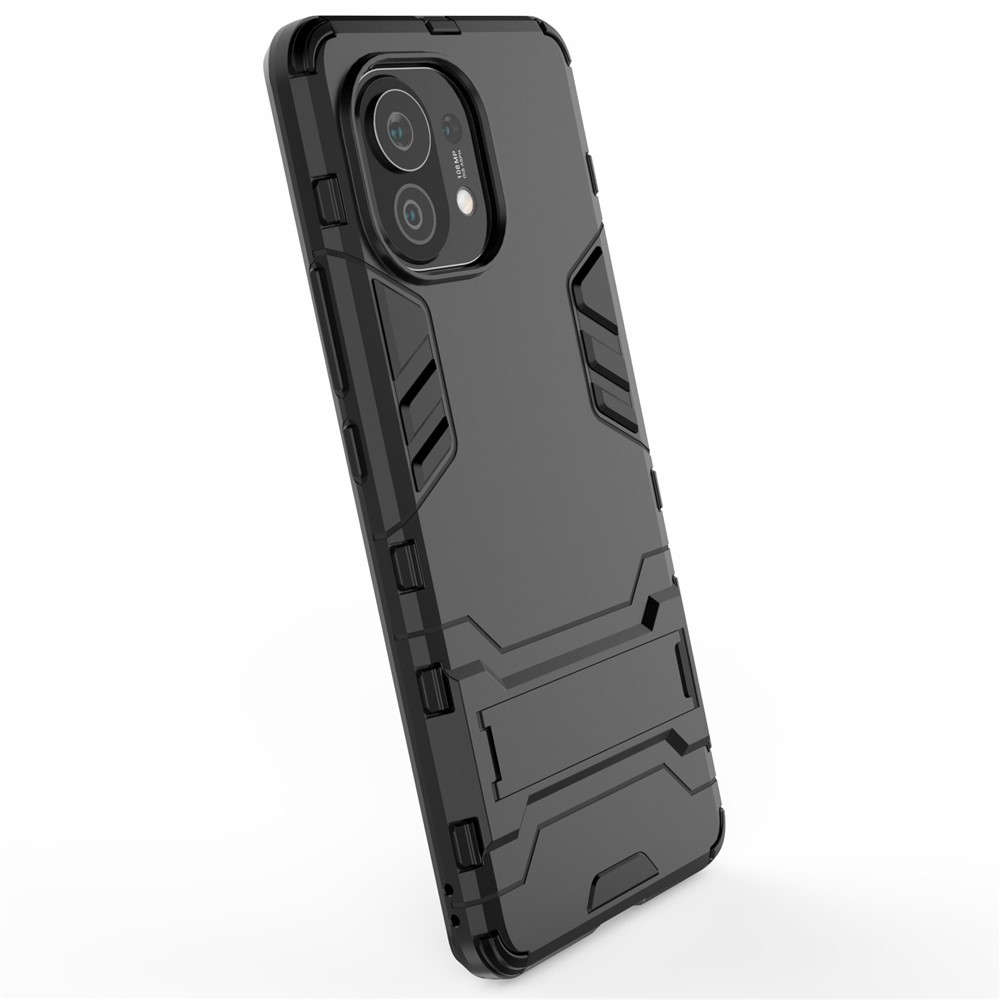 2 em 1 Plástico + TPU Combinação de Kickstand Hybrid Case Shell Para Xiaomi Mi 11 - Preto-6