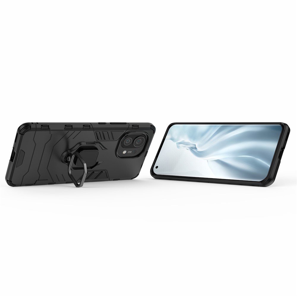 PC + TPU Combination Finger Ring Holder Kickstand Hybrid Case for Xiaomi Mi 11 - Black-3