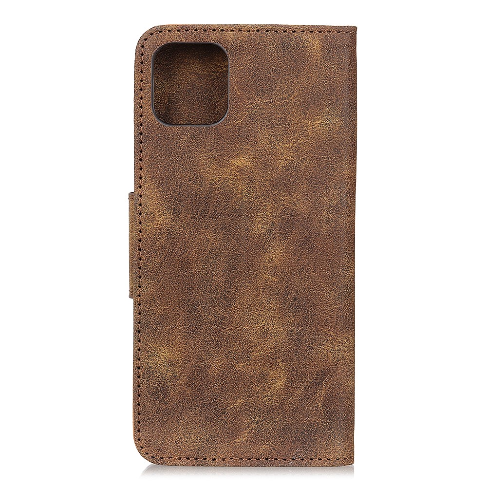 Retro Style Split Leather Wallet Design Phone Case Stand for Xiaomi Mi 11 - Brown-2