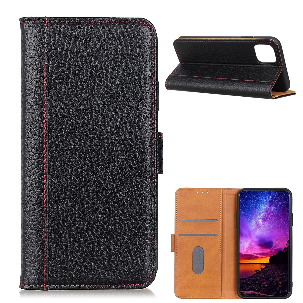 Litchi Texture Wallet Design Folio Flip Leather Phone Stand Case for Xiaomi Mi 11 - Black-1