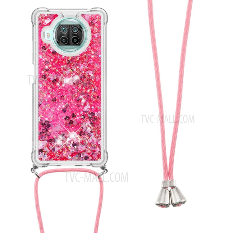 Soft TPU Quicksand Design Phone Protective Shell Case with Hanging Strap for Xiaomi Mi 10T Lite 5G/Redmi Note 9 Pro 5G/Mi 10i 5G - Rose-2