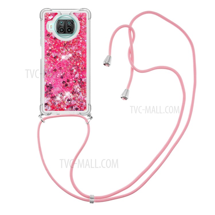 Soft TPU Quicksand Design Phone Protective Shell Case with Hanging Strap for Xiaomi Mi 10T Lite 5G/Redmi Note 9 Pro 5G/Mi 10i 5G - Rose-3