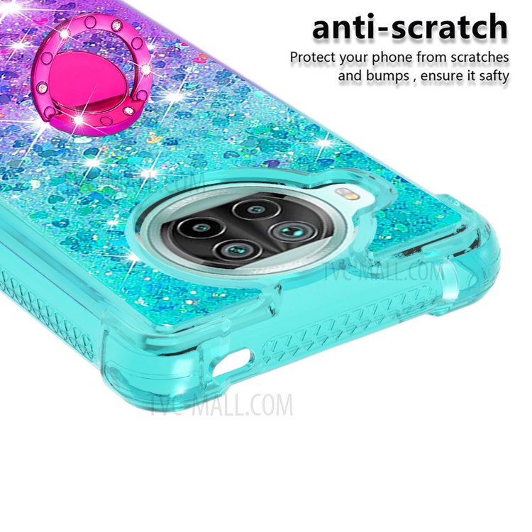 Scratch-resistant Gradient Quicksand TPU Shell for Xiaomi Mi 10T Lite 5G/Redmi Note 9 Pro 5G/Mi 10i 5G with Kickstand Cover - Cyan/Purple-4