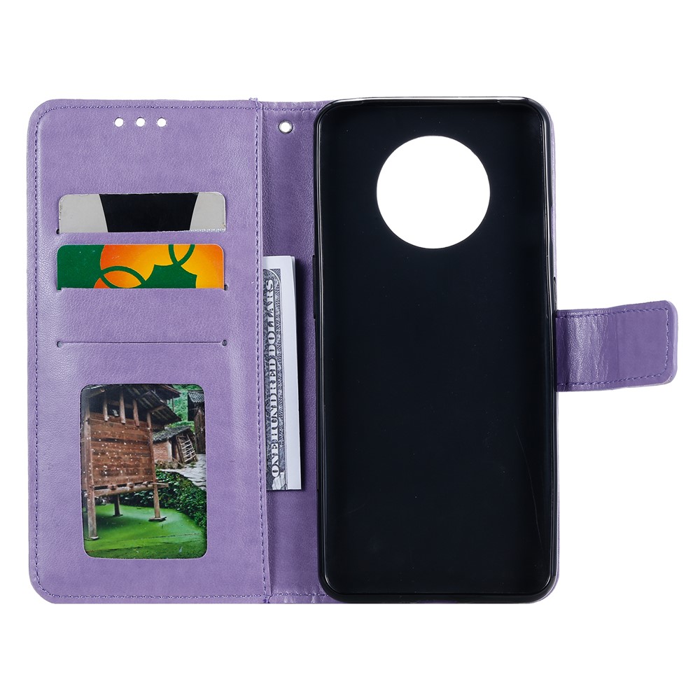 Imprinted Mandala Flower Stand Wallet Leather Case with Lanyard for Xiaomi Redmi Redmi Note 9 5G/Note 9T 5G - Purple-4