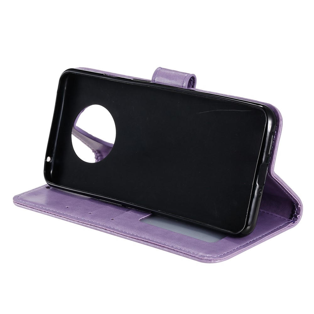 Imprinted Mandala Flower Stand Wallet Leather Case with Lanyard for Xiaomi Redmi Redmi Note 9 5G/Note 9T 5G - Purple-8