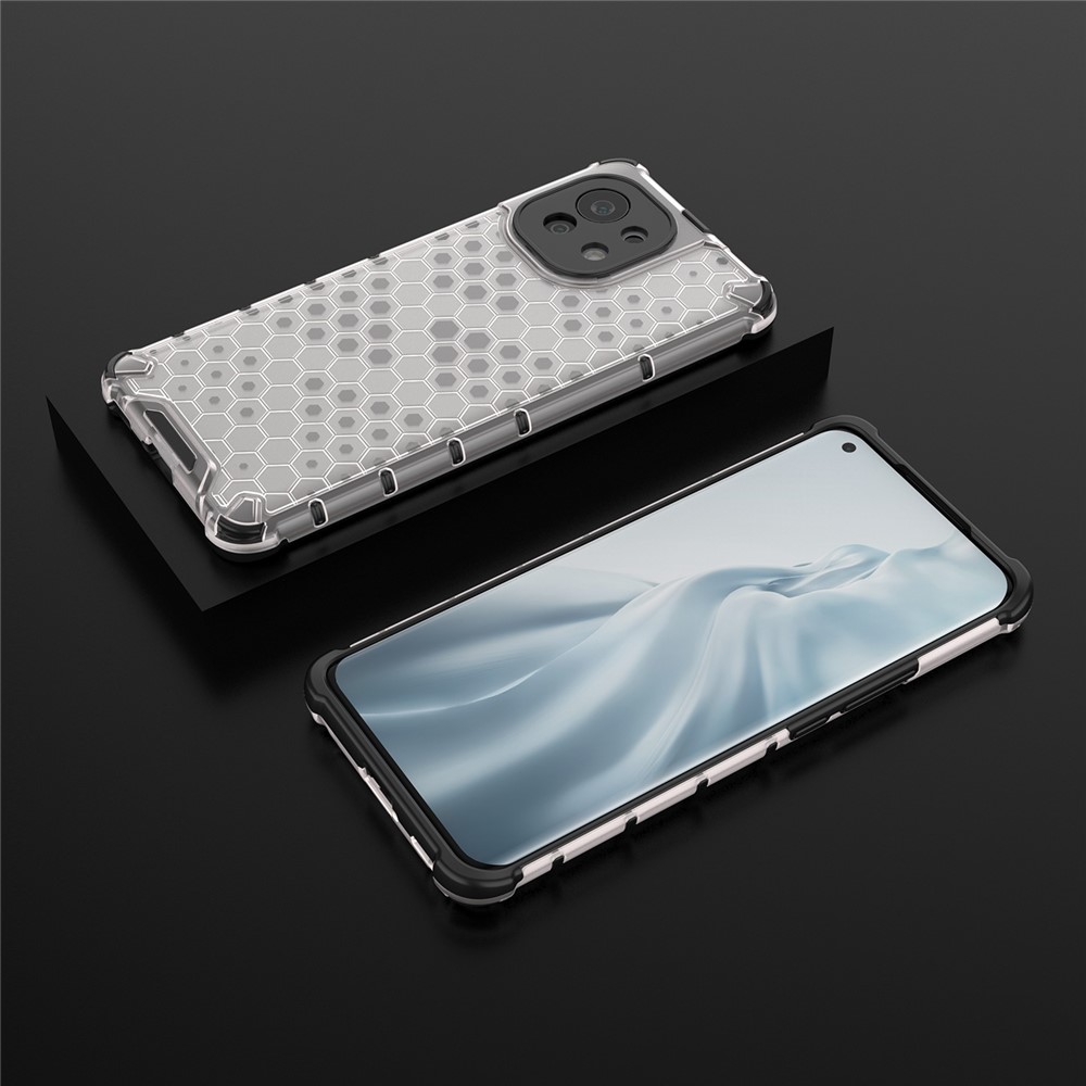 Honeycomb Pattern Shell for Xiaomi Mi 11 Shock-proof TPU + PC Combo Case - Grey-12
