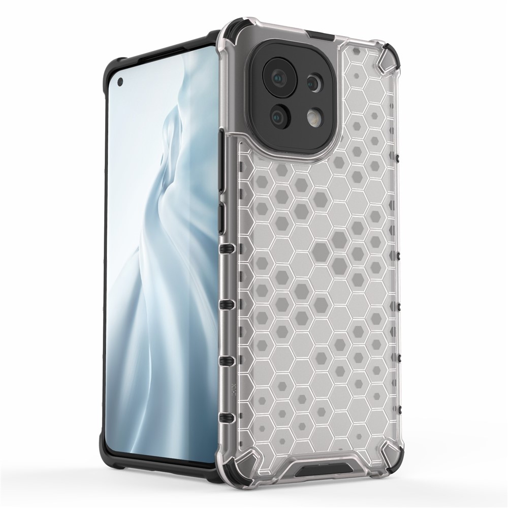 Shell de Motif en Nid D'abeille Pour Xiaomi Mi 11 Case de Combo TPU + PC à L'épreuve Des Chocs - Gris