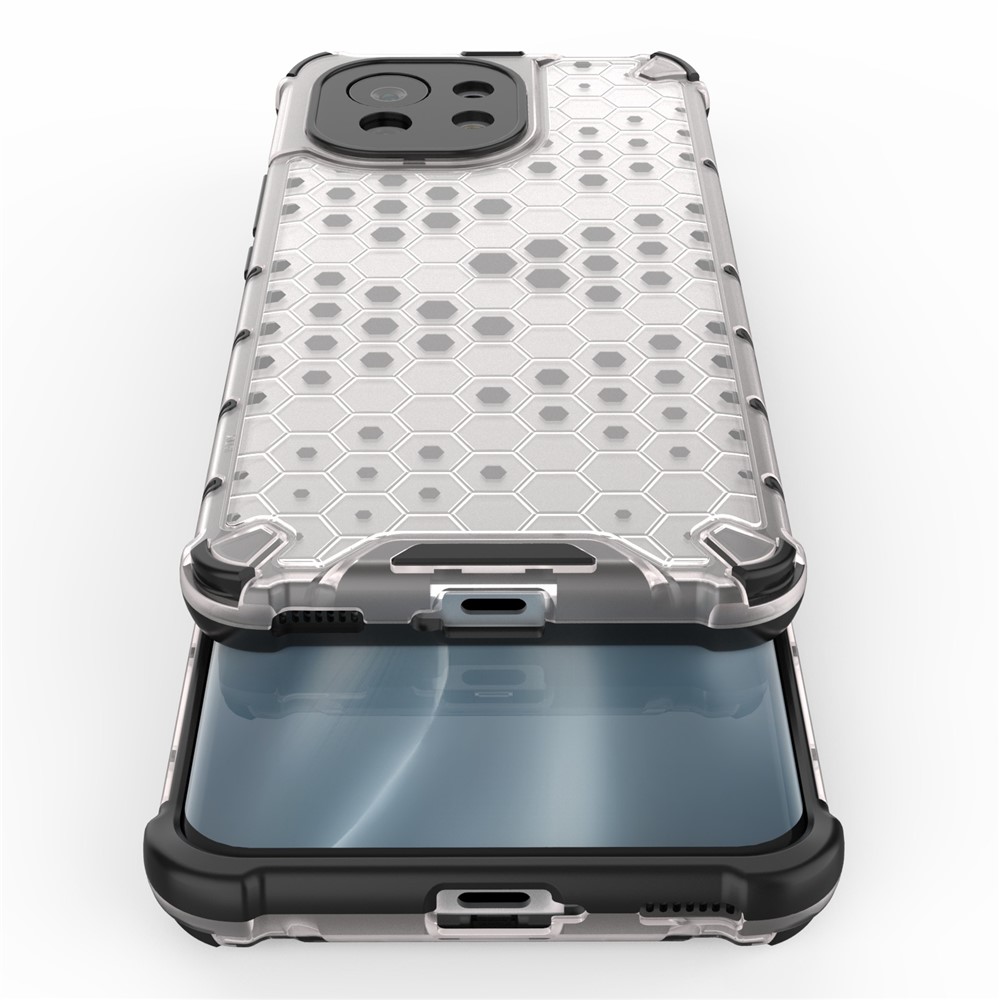 Shell de Motif en Nid D'abeille Pour Xiaomi Mi 11 Case de Combo TPU + PC à L'épreuve Des Chocs - Gris