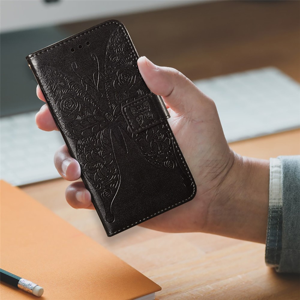Imprinted Rose Flower Butterflies Leather Stand Case for Xiaomi Mi 10T Lite 5G/10i 5G/Redmi Note 9 Pro 5G - Black-10