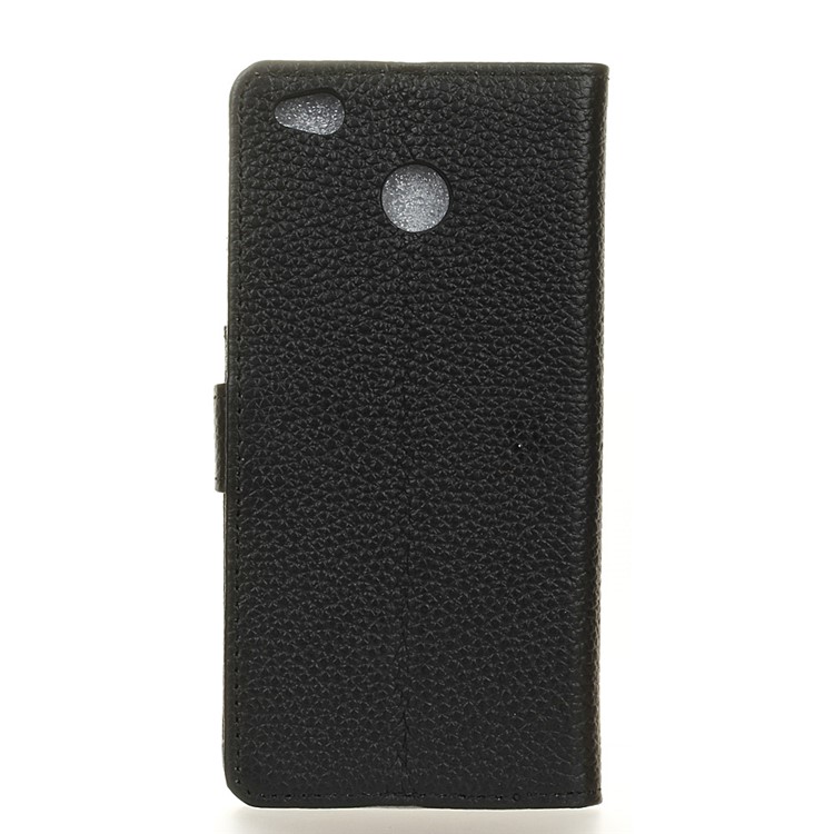 Litchi Grain Genuine Leather Wallet Phone Cover with Stand for Xiaomi Redmi 4X - Black-2