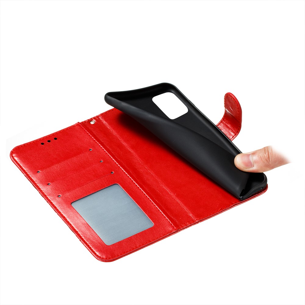 Imprint Mandala Flower Stand Leather Protector for Xiaomi Poco M3 Case - Red-9