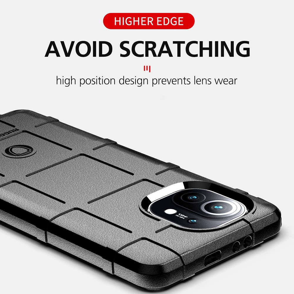 For Xiaomi Mi 11 Shock-proof Rugged Square Grid Skin TPU Back Shell - Black-4