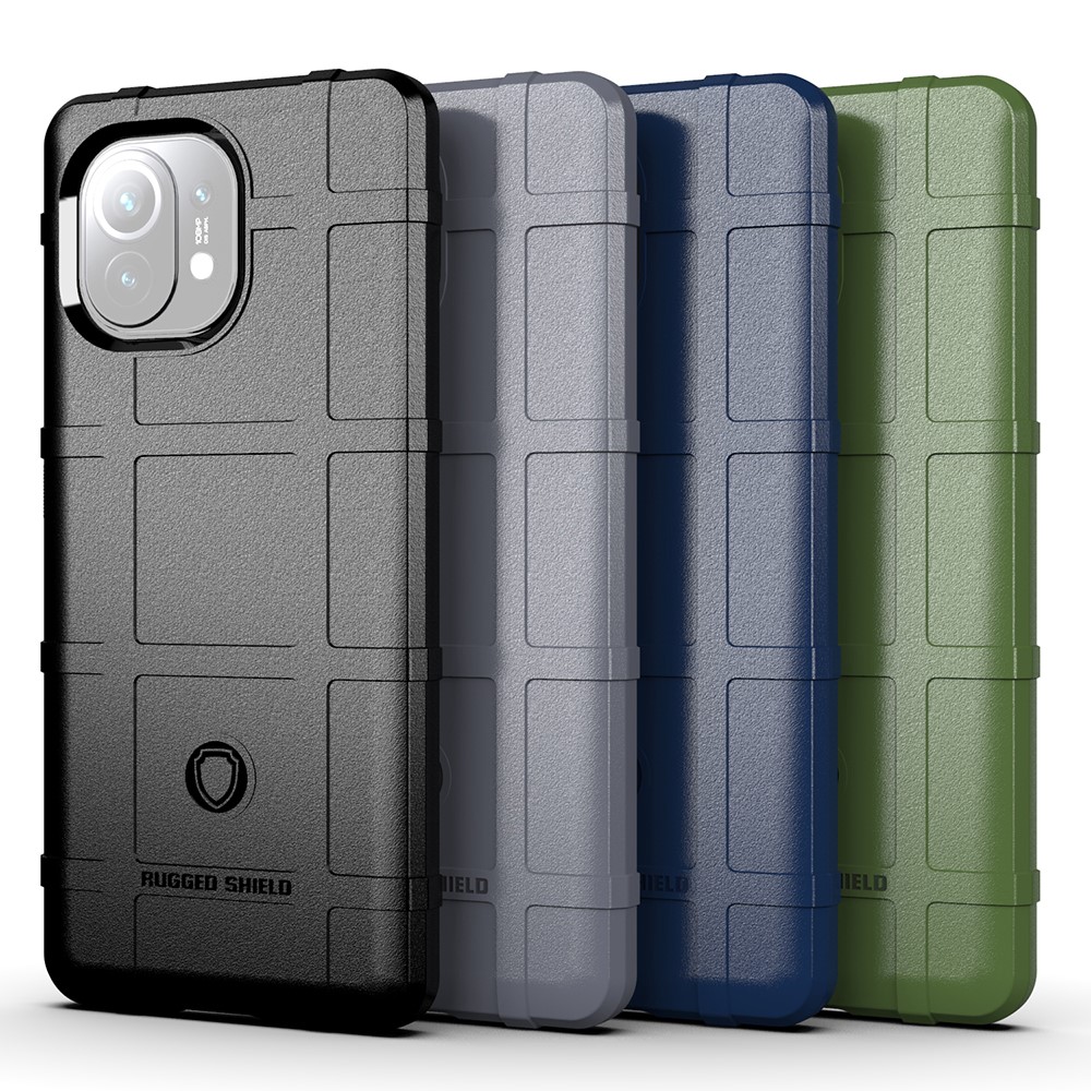 Per Xiaomi Mi 11 Shock Rugged Square Grid Skin TPU Shell - Nero