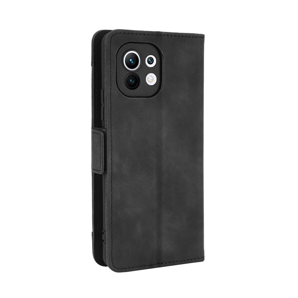 Multiple Card Slots Wallet Design Leather Phone Feature Protective Cover Case with Stand for Xiaomi Mi 11 - Black-6