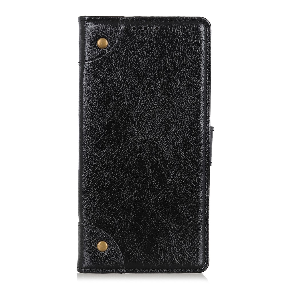 Brass Buckle Nappa Texture Wallet Leather Cell Phone Case for Xiaomi Mi 11 - Black-2