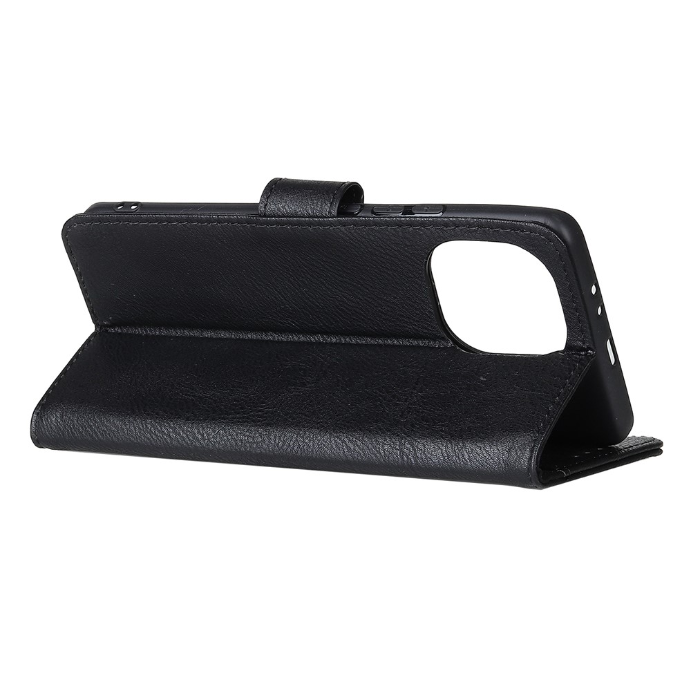 KHAZNEH Wallet Stand Design Retro Style Leather Protector Case Cover for Xiaomi Mi 11 - Black-4