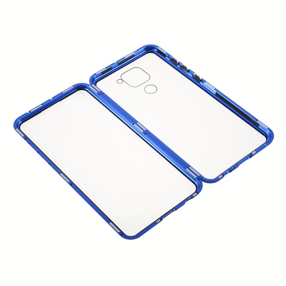 Magnetic-Adsorbed Metal Frame + Double-sided Tempered Glass Full Protection Phone Shell for Xiaomi Redmi Note 9 4G (Qualcomm Snapdragon 662) - Blue-1