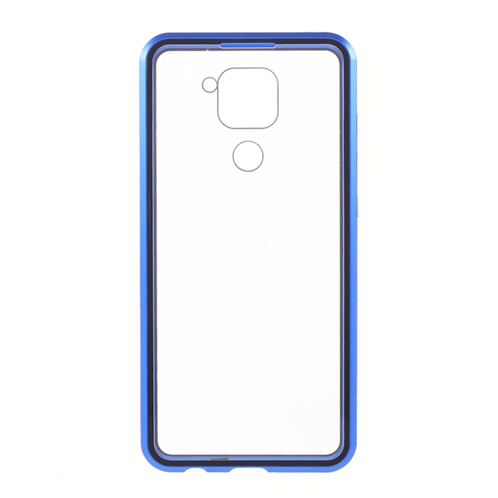 Magnetic-Adsorbed Metal Frame + Double-sided Tempered Glass Full Protection Phone Shell for Xiaomi Redmi Note 9 4G (Qualcomm Snapdragon 662) - Blue-4