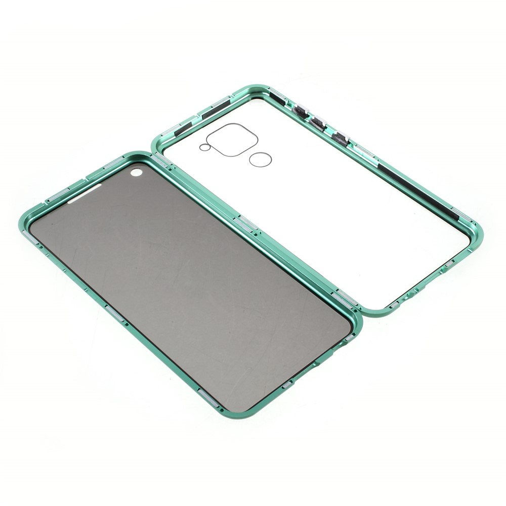 Magnetic Metal Frame + Double-sided Tempered Glass Anti-peep Case for Xiaomi Redmi Note 9 4G (Qualcomm Snapdragon 662) - Green-1