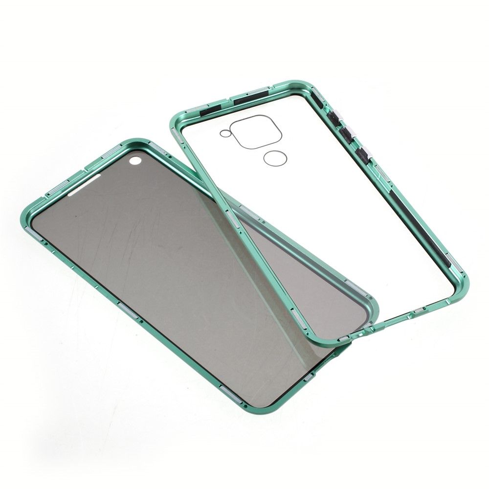 Magnetic Metal Frame + Double-sided Tempered Glass Anti-peep Case for Xiaomi Redmi Note 9 4G (Qualcomm Snapdragon 662) - Green-2