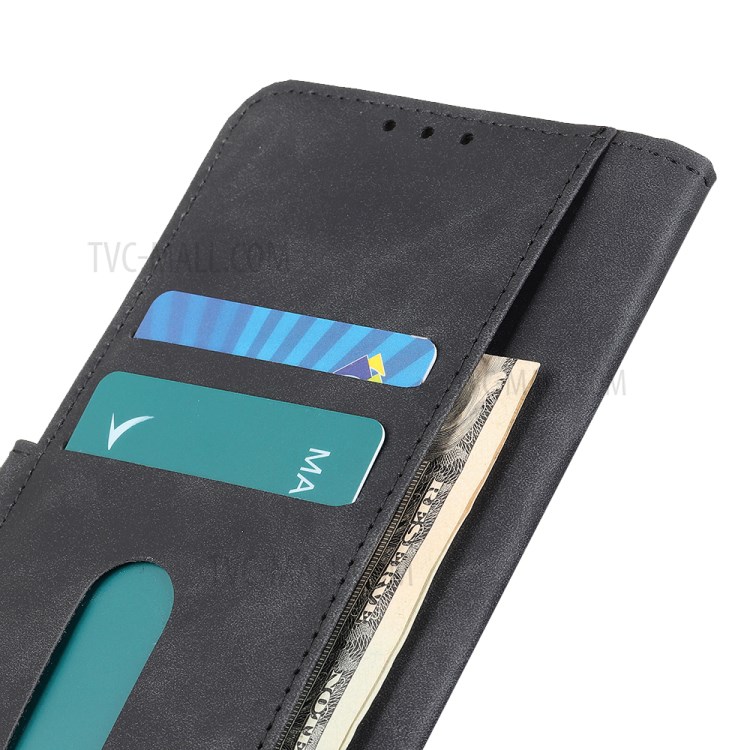 Khazneh Wallet Design Retro Style Folio Flip PU Couro - Preto-6