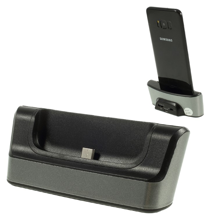 Desktop OTG Data Sync Charging Dock Cradle for Samsung Galaxy S8 Plus G955 - Grey-1