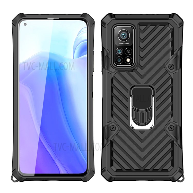 PC + TPU + Metal Hybrid Phone Protective Shell with Rotatable Finger Ring Kickstand for Xiaomi Mi 10T Pro 5G / Mi 10T 5G - Black-2