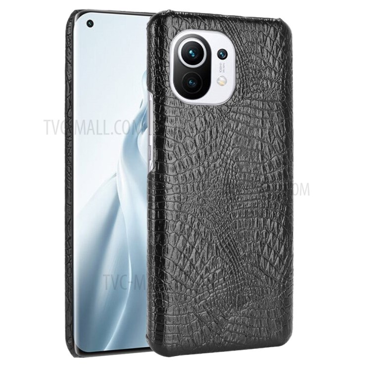 Crocodile Texture Leather Coated Hard PC Phone Cover Case for Xiaomi Mi 11 - Black-1