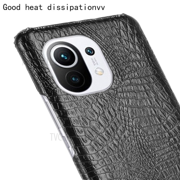 Crocodile Texture Leather Coated Hard PC Phone Cover Case for Xiaomi Mi 11 - Black-5