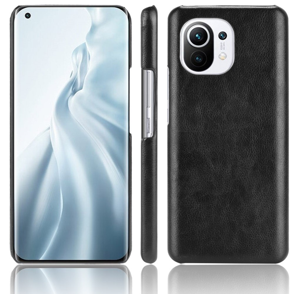 Litchi Texture PU Leather Coated PC Mobile Casing for Xiaomi Mi 11 - Black-1