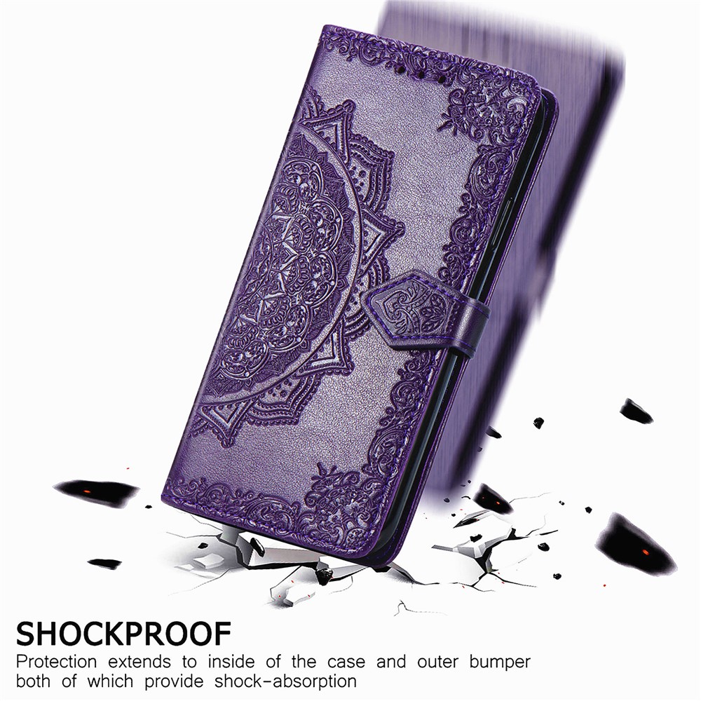 Embossed Mandala Flower PU Leather Case Wallet for Xiaomi Mi 10T 5G / Mi 10T Pro 5G / Redmi K30S - Purple-12