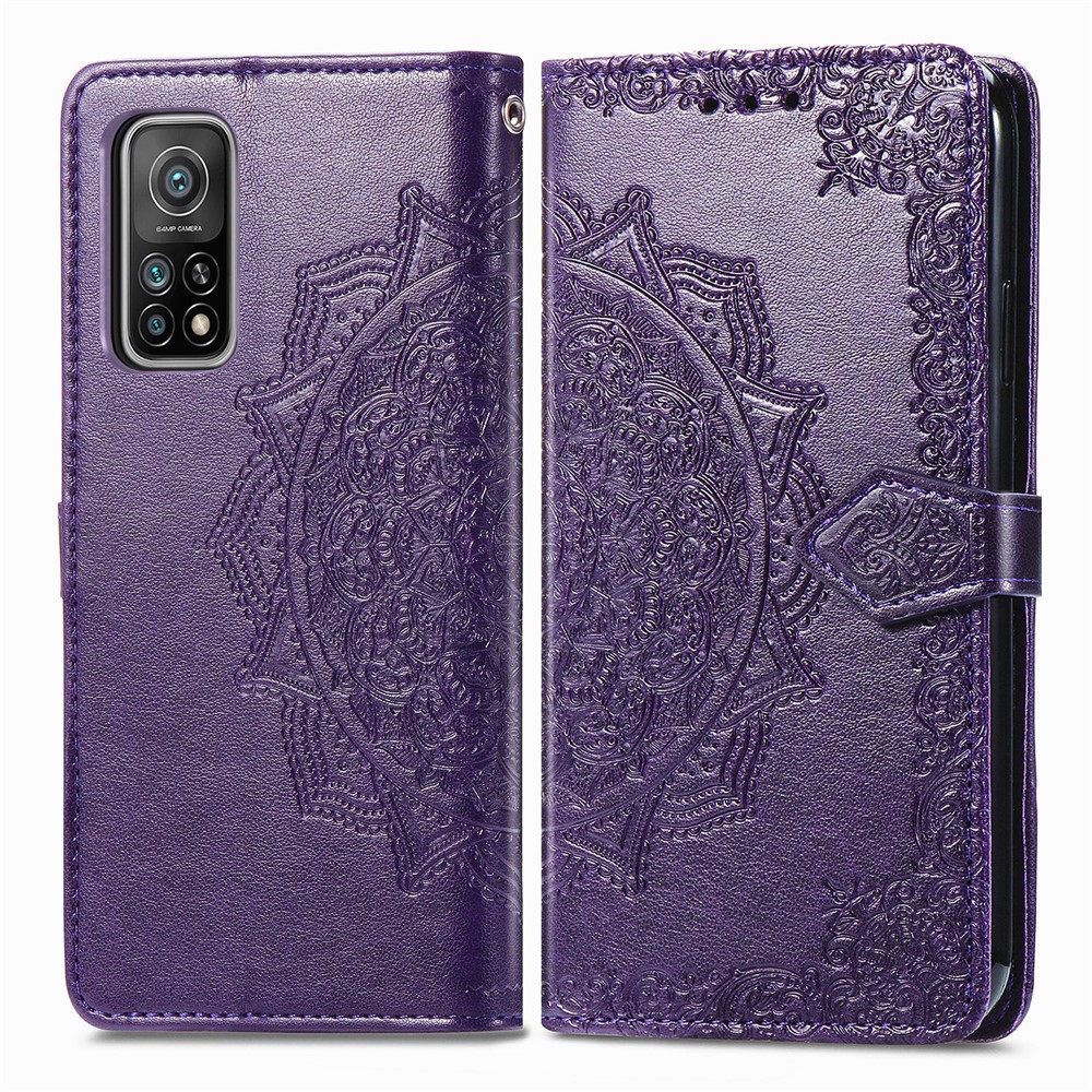 Embossed Mandala Flower PU Leather Case Wallet for Xiaomi Mi 10T 5G / Mi 10T Pro 5G / Redmi K30S - Purple-3