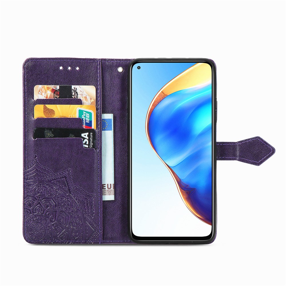 Embossed Mandala Flower PU Leather Case Wallet for Xiaomi Mi 10T 5G / Mi 10T Pro 5G / Redmi K30S - Purple-4