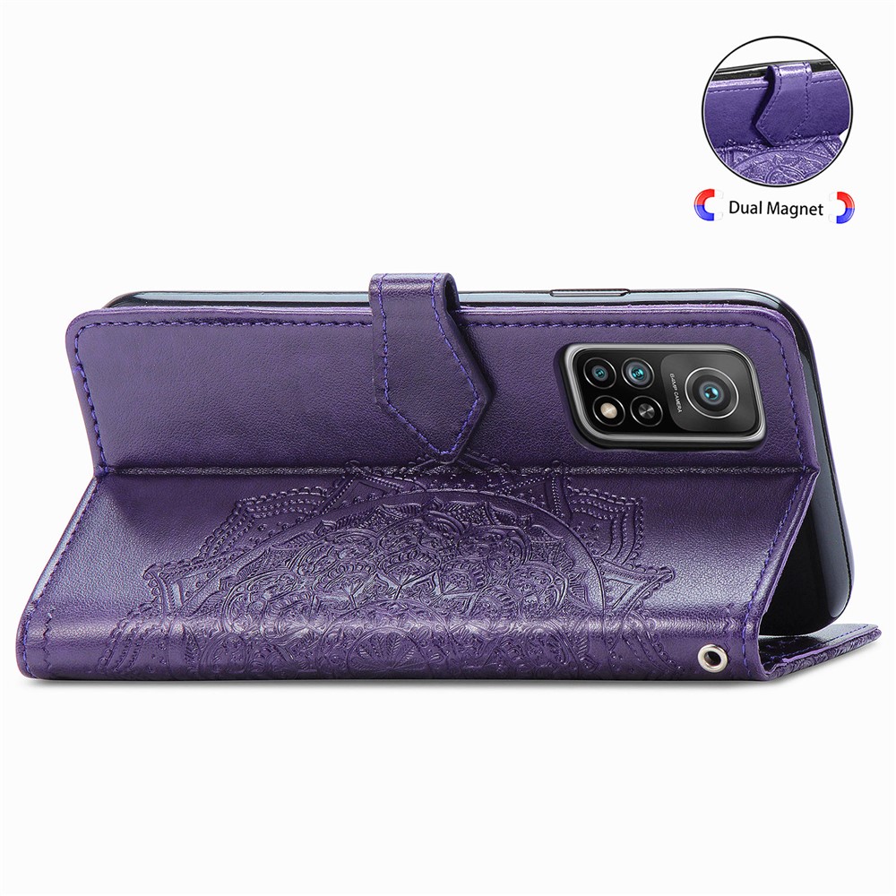 Embossed Mandala Flower PU Leather Case Wallet for Xiaomi Mi 10T 5G / Mi 10T Pro 5G / Redmi K30S - Purple-6