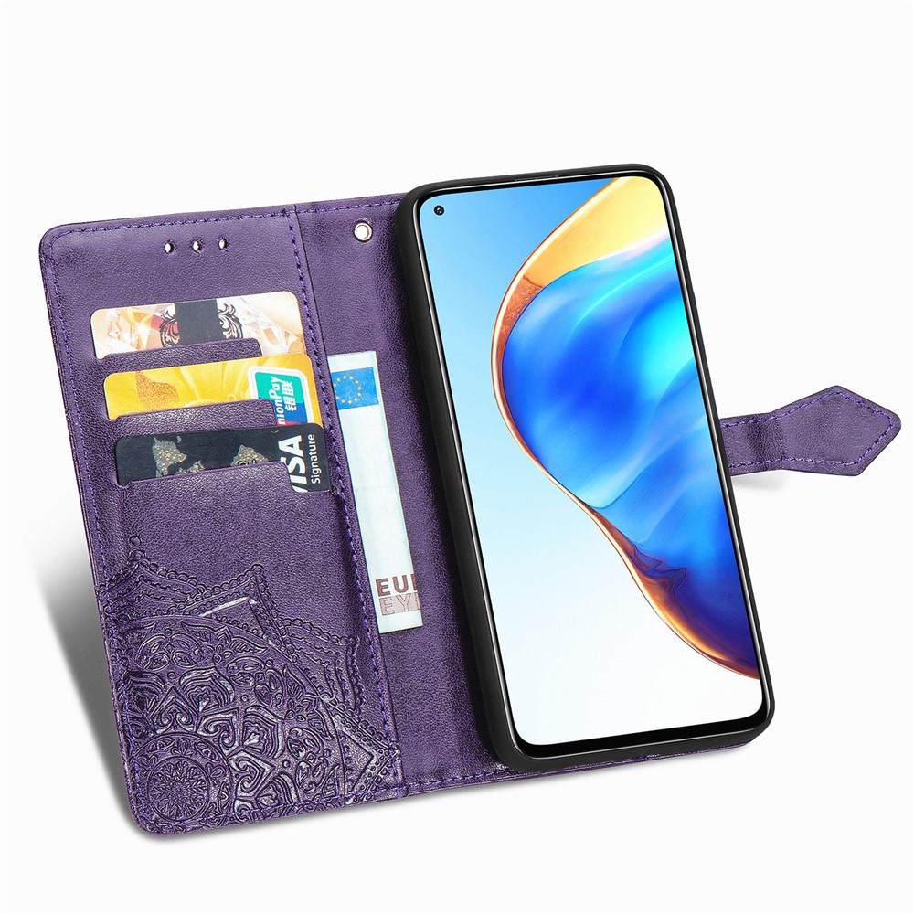 Embossed Mandala Flower PU Leather Case Wallet for Xiaomi Mi 10T 5G / Mi 10T Pro 5G / Redmi K30S - Purple-7