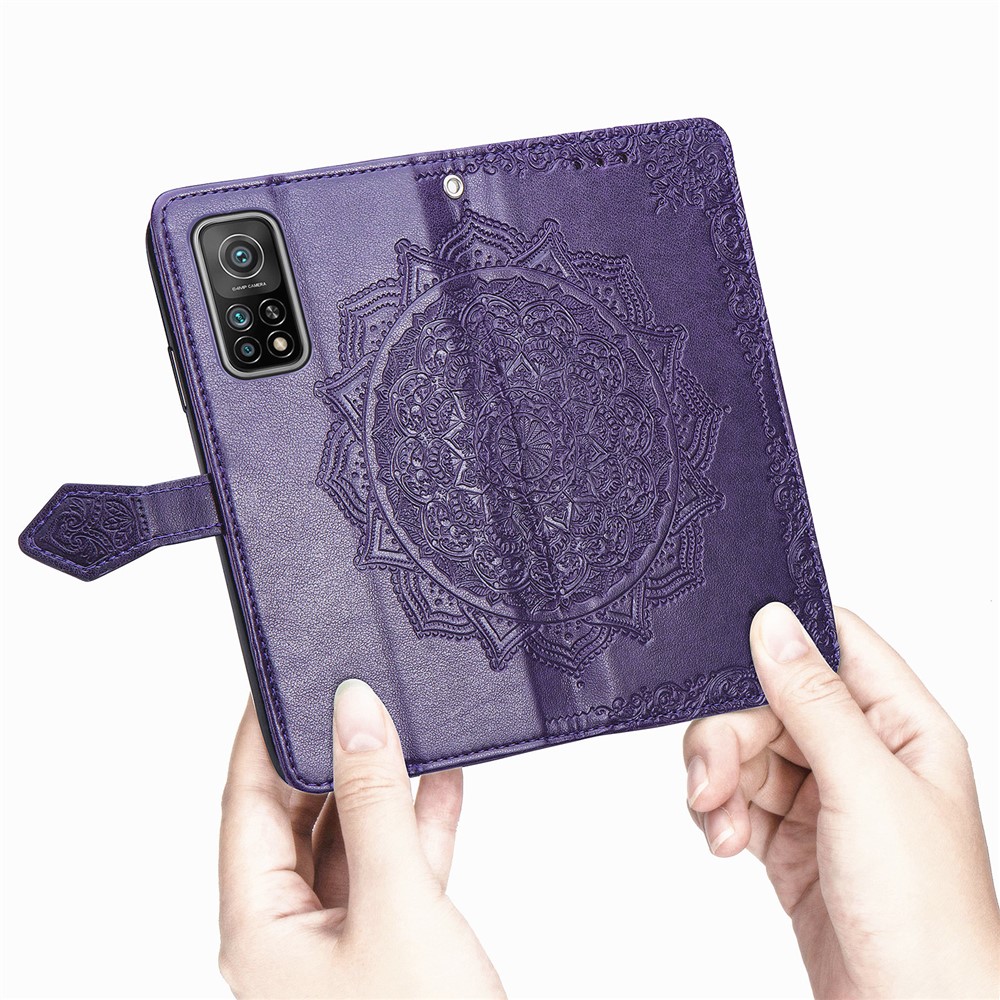 Embossed Mandala Flower PU Leather Case Wallet for Xiaomi Mi 10T 5G / Mi 10T Pro 5G / Redmi K30S - Purple-8