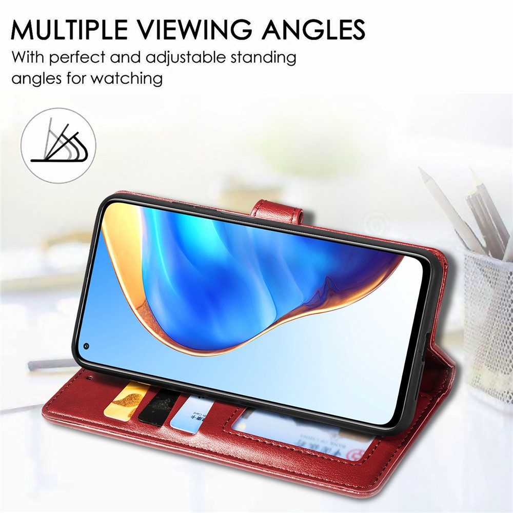 Solid Color Wallet Stand Leather Phone Shell for Xiaomi Redmi K30S / Mi 10T 5G / Mi 10T Pro 5G - Red-10