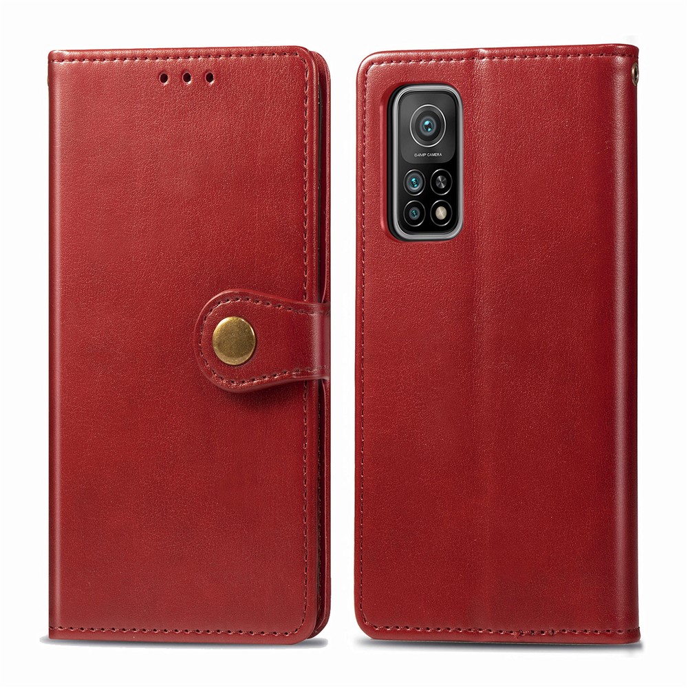 Solid Color Wallet Stand Leather Phone Shell for Xiaomi Redmi K30S / Mi 10T 5G / Mi 10T Pro 5G - Red-2