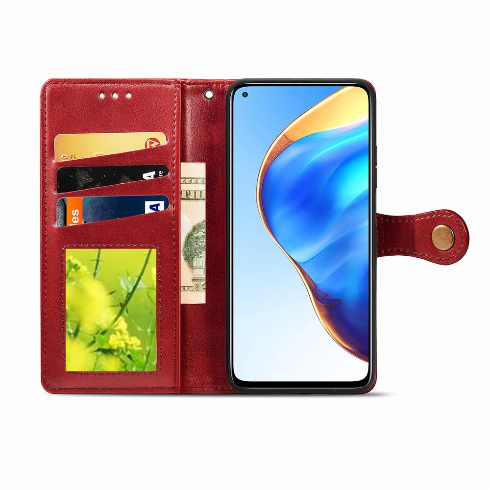 Solid Color Wallet Stand Leather Phone Shell for Xiaomi Redmi K30S / Mi 10T 5G / Mi 10T Pro 5G - Red-6