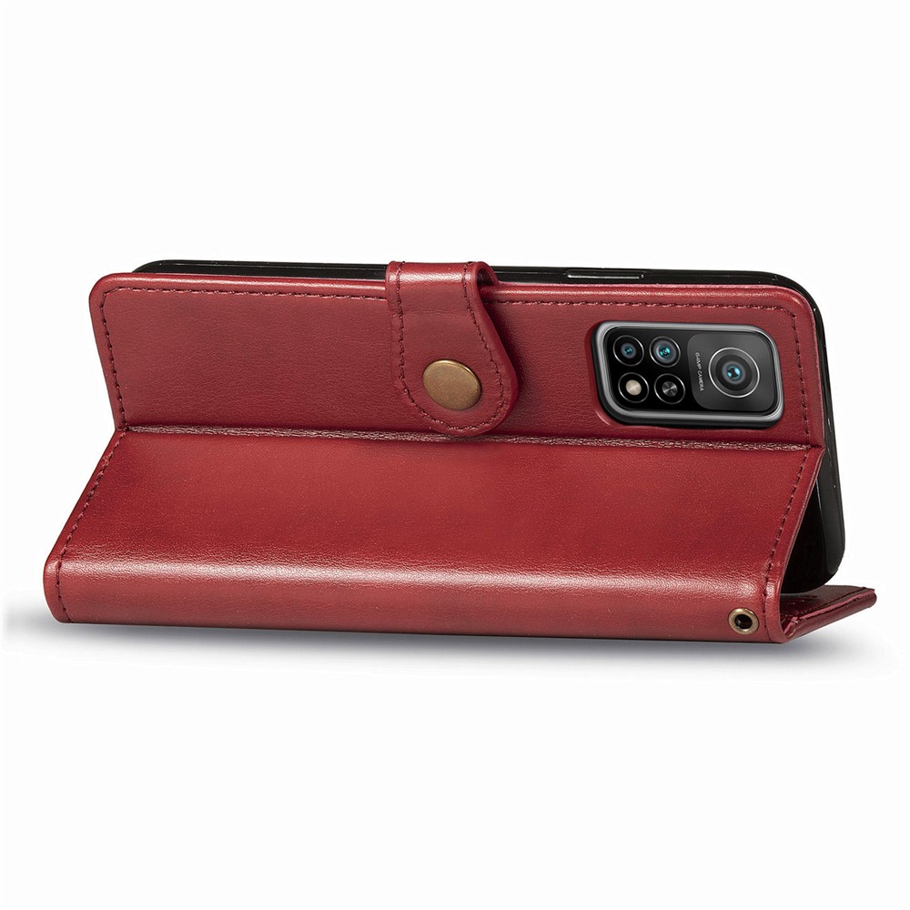Solid Color Wallet Stand Leather Phone Shell for Xiaomi Redmi K30S / Mi 10T 5G / Mi 10T Pro 5G - Red-8